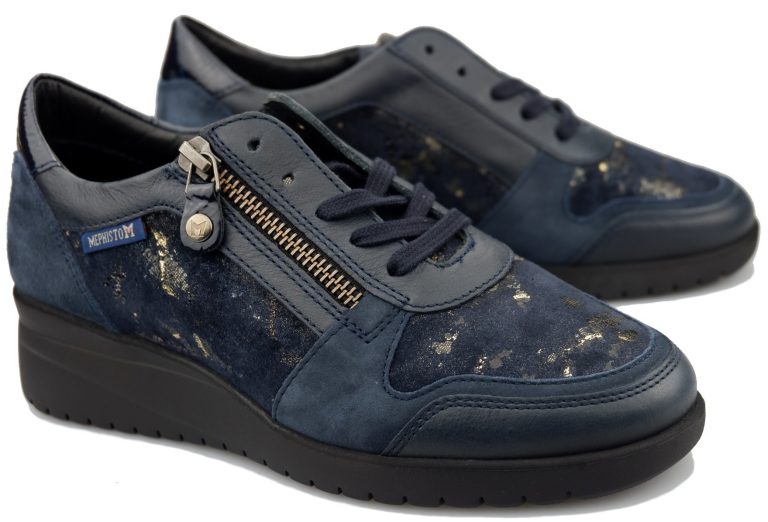 Mephisto IASMINA Sneaker voor dames - Donkerblauw - Leer/suede